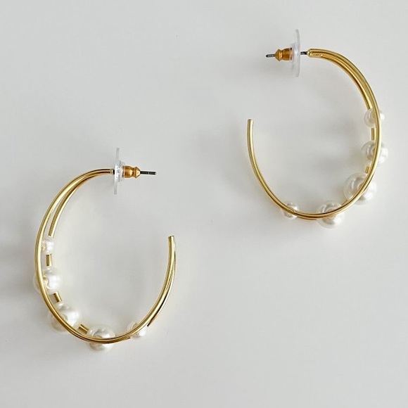 *NWT* J. Crew Pearl double-hoop earrings - Picture 4 of 5